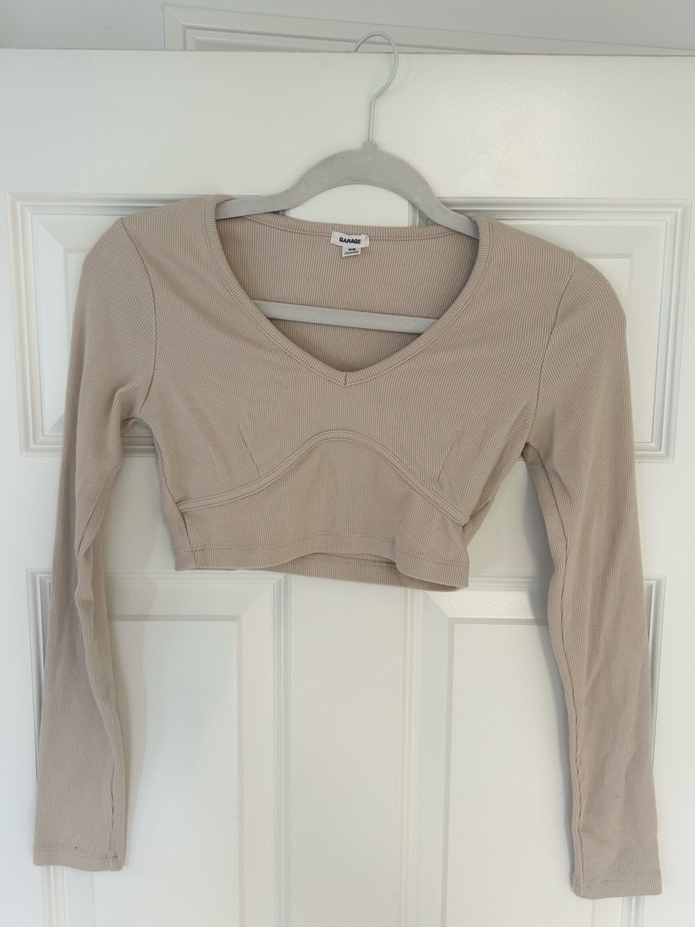 Garage Ribbed Long Sleeve Crop Top